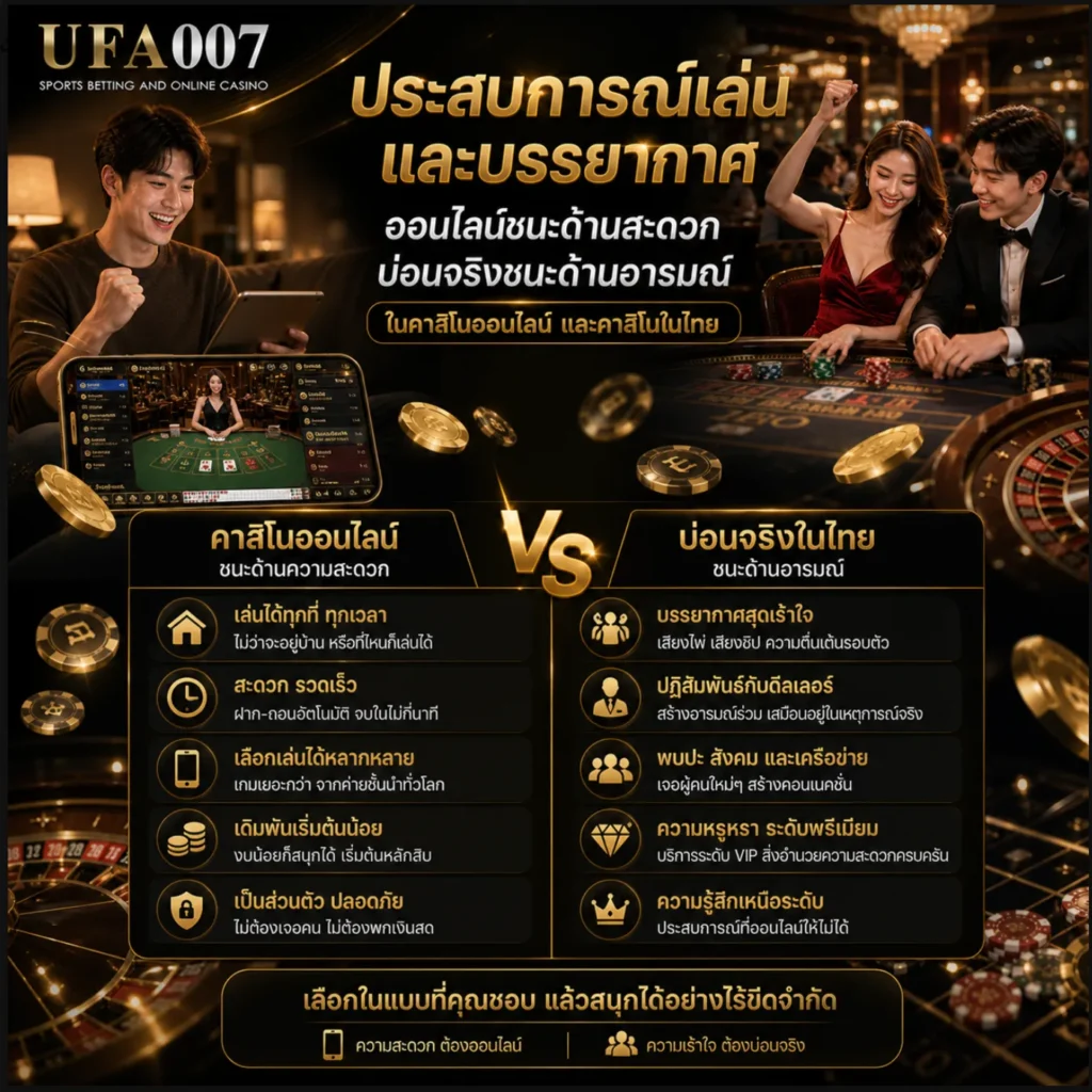 คาสิโนออนไลน์ vs บ่อนจริง